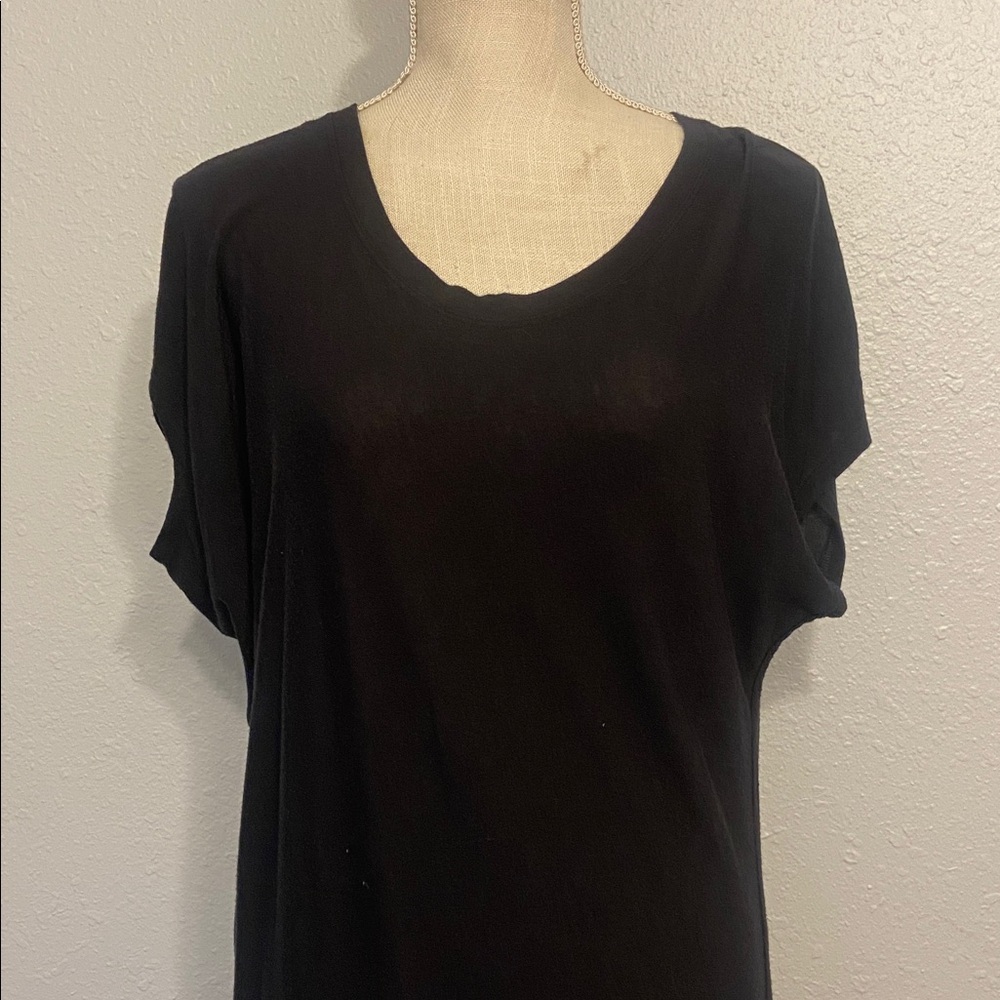 Athleta Black Threadlight Asymmetrical Short Slee… - image 2